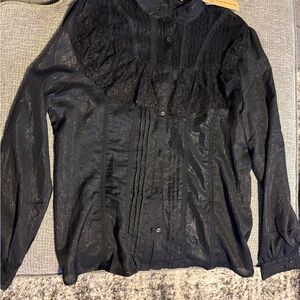 Chic Black Lace Women's Blouse